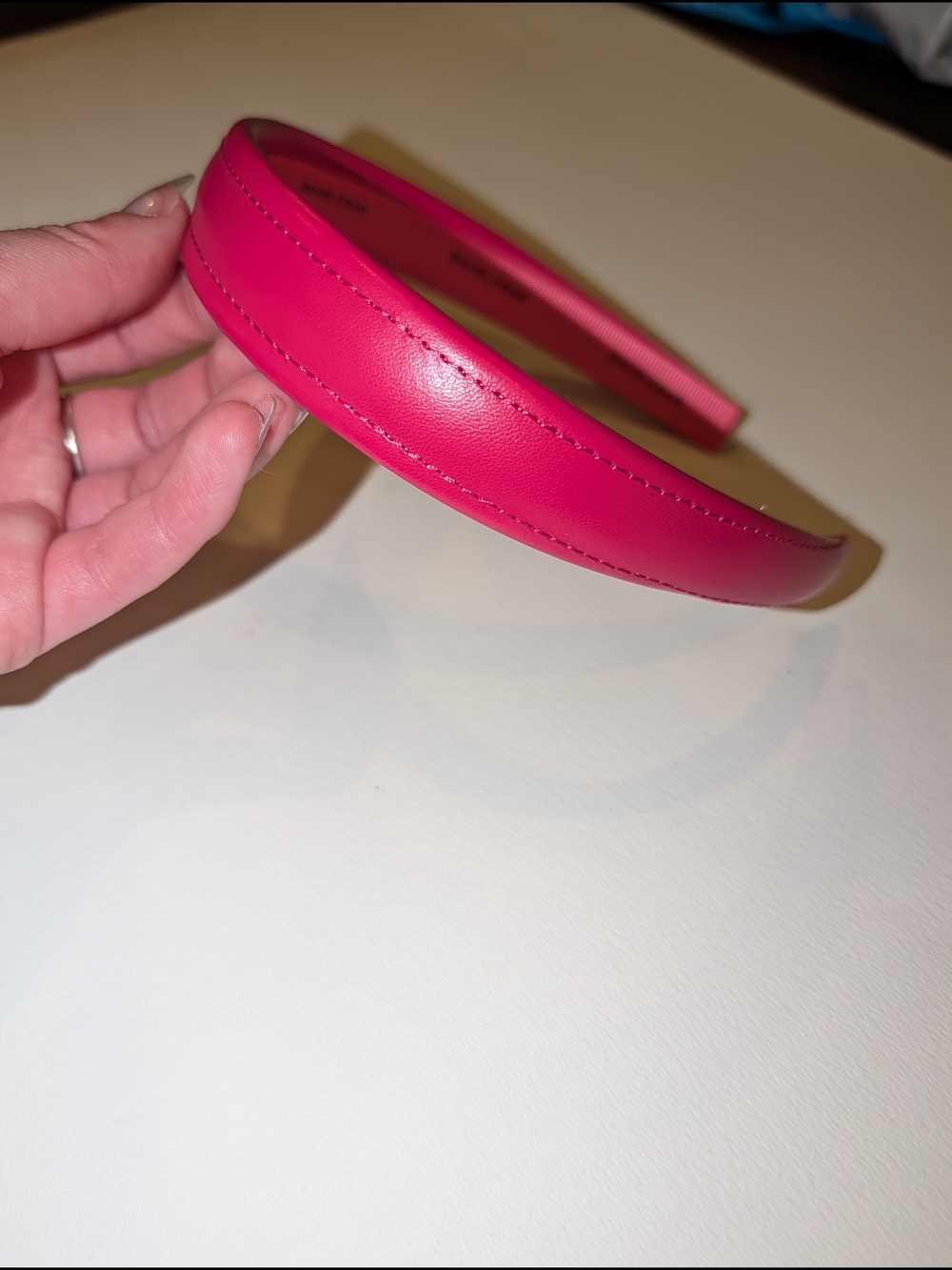 Pink Faux Leather Headband